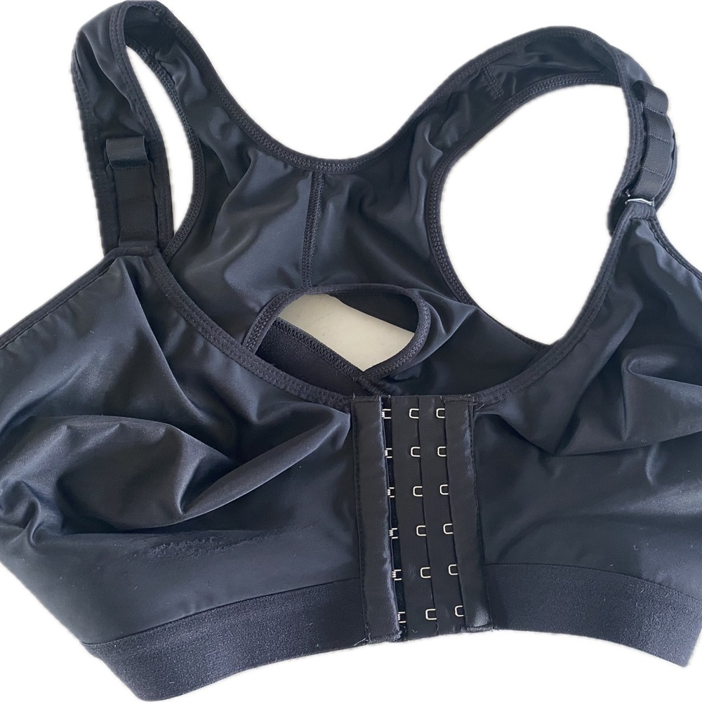 Yianna Black Women's post surgery front closure brassiere sports bra